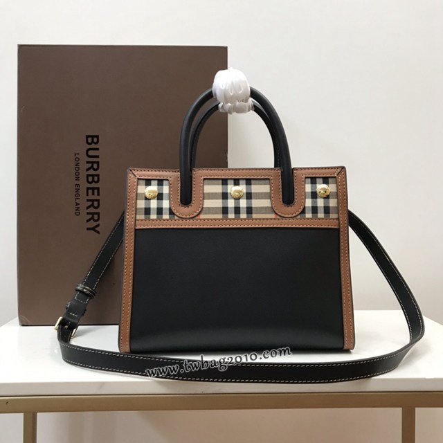 Burberry專門店新款小號Title泰爾勒手袋 巴寶莉Vintage復古格紋手提托特包肩背女包 yxb1508